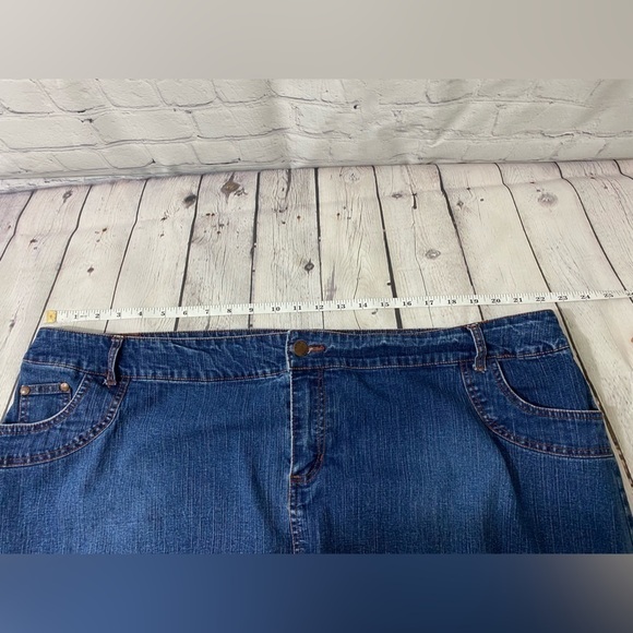 CATO WOMENS PLUS SIZE 26W DENIM AZTEC PRINT TIERED FRINGE FLARED WESTERN SKIRT - Picture 7 of 7